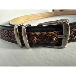Tommy Bahama Men's Leather Belt Stainless Buckle &Tip Made in Spain 38